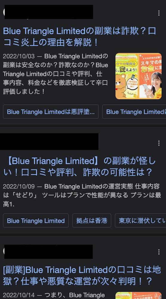 サイドのBlue Triangle Limitedの口コミ